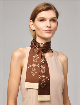 Картинка Шовкова стрічка Twilly «Мереживо» Chocolate 